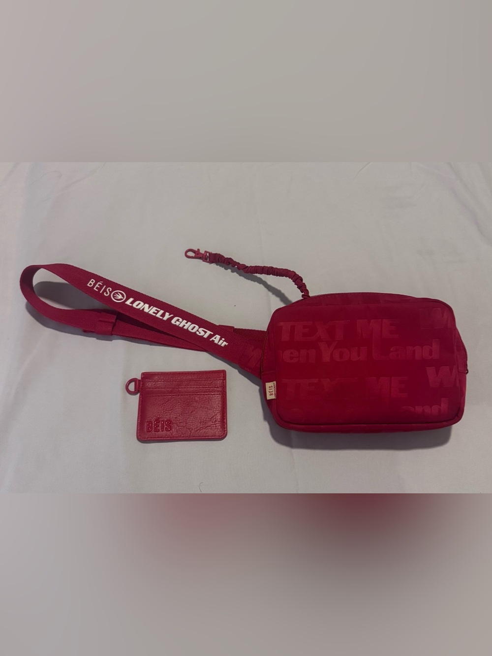 BÉIS x Lonely Ghost The Belt Bag Text Me Red Crossbody Like New